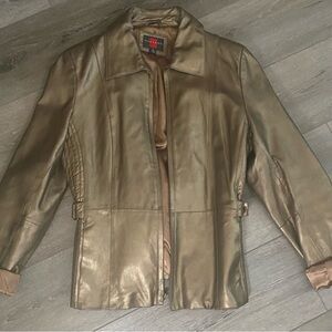 Vintage 1990s-2000s Gallery Gold Leather Jacket Women's Size Medium